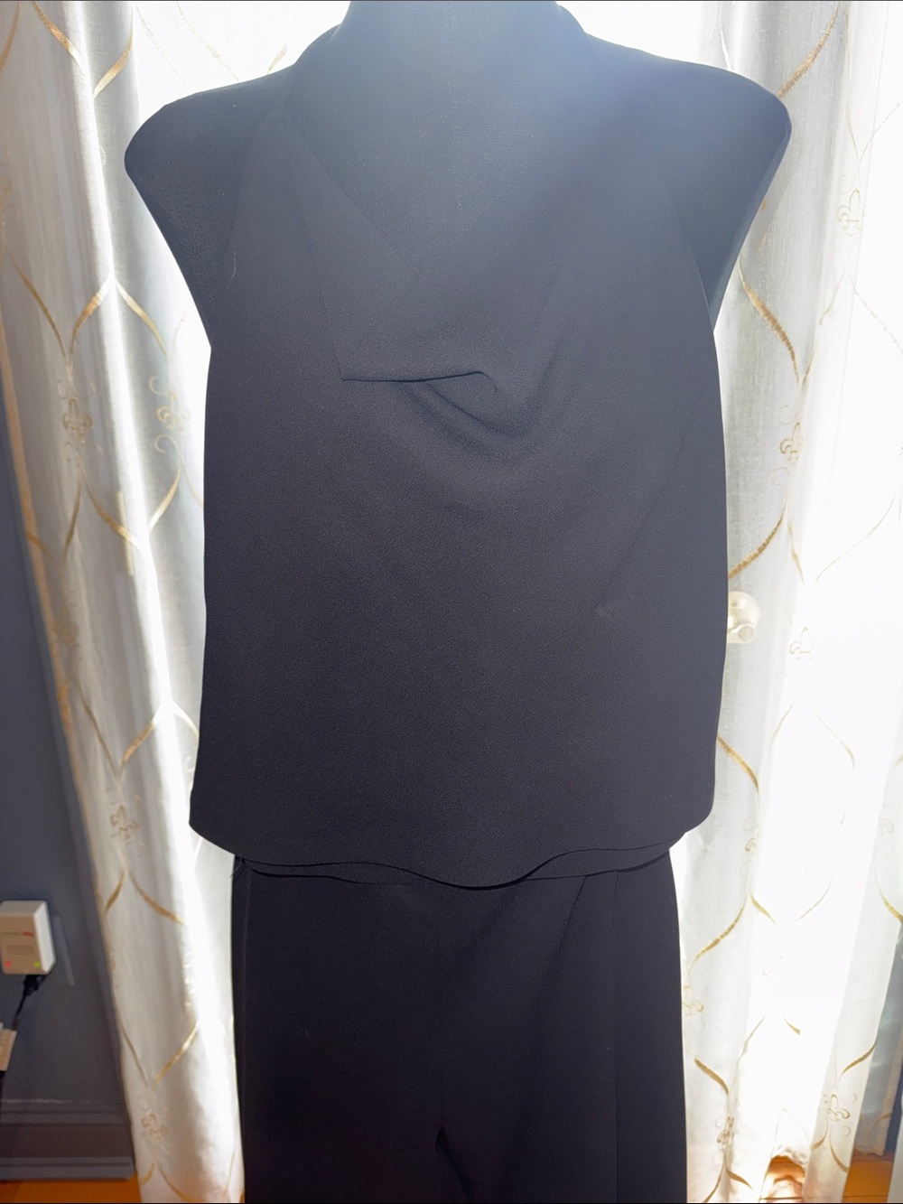Laundry By Shelli Segal Black Draped Neck Pantsuit